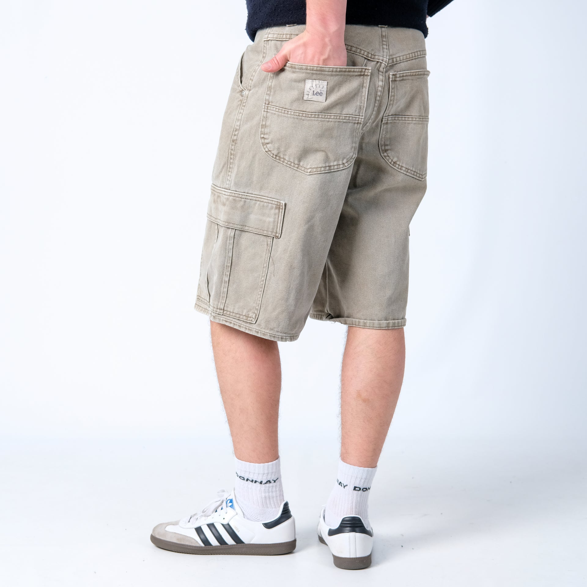 Beige 90s Lee Denim Carpenter Baggy Jorts Shorts (33x24