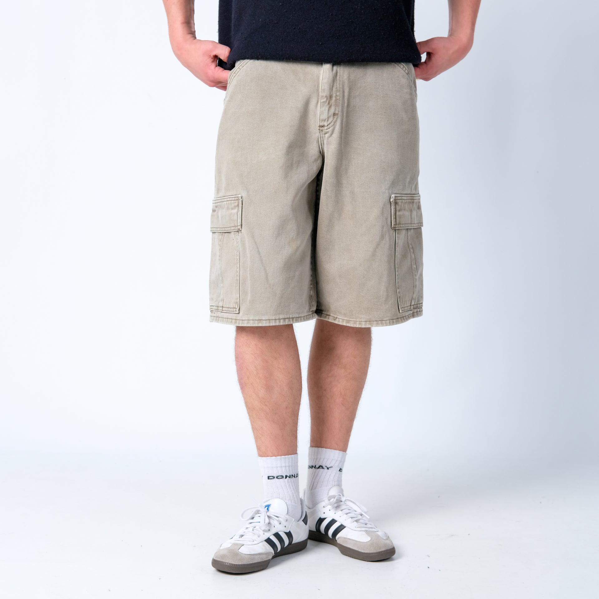 Beige 90s Lee Denim Carpenter Baggy Jorts Shorts (33x24