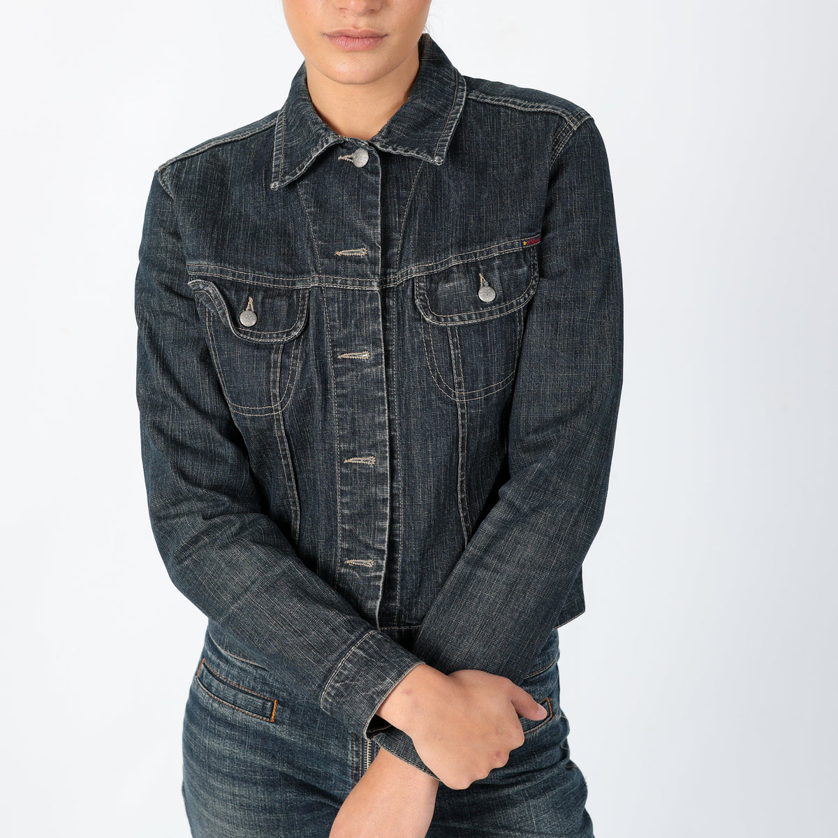 Navy Blue 90s X-Stone Denim Jacket Staple 90s Jacket, Euro Summer (M)