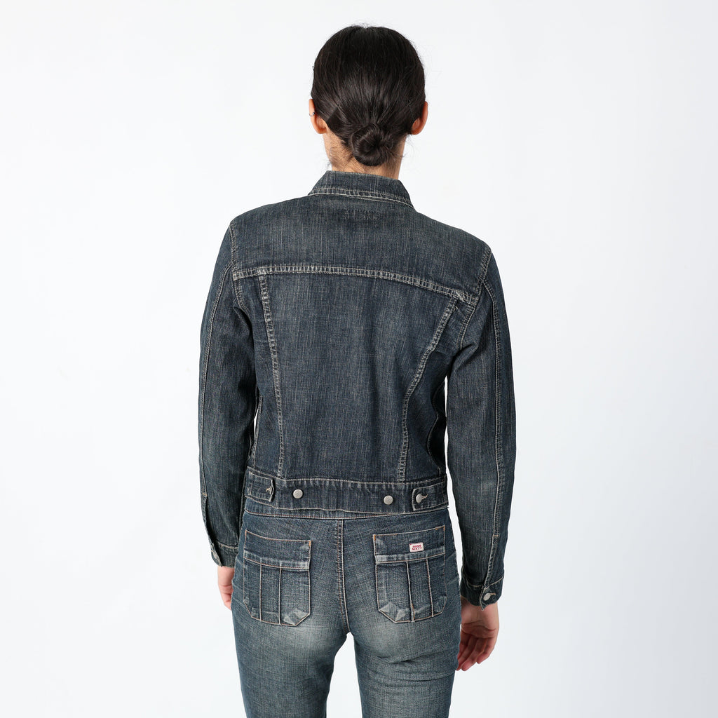 Navy Blue 90s X-Stone Denim Jacket Staple 90s Jacket, Euro Summer (M)
