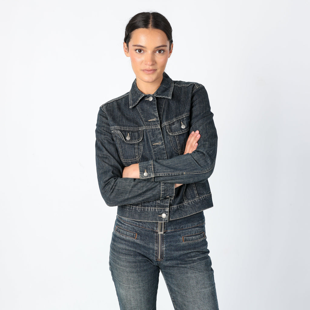 Navy Blue 90s X-Stone Denim Jacket Staple 90s Jacket, Euro Summer (M)