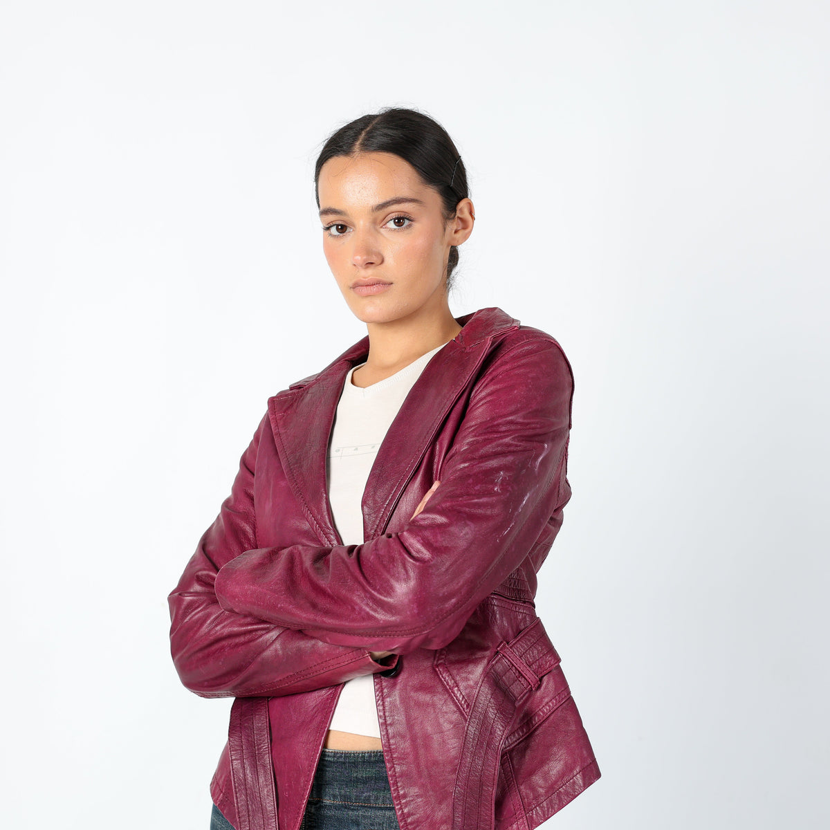 Purple 90s Vera Pelle Leather Jacket Unique, Gilmore Girls 90s (M)