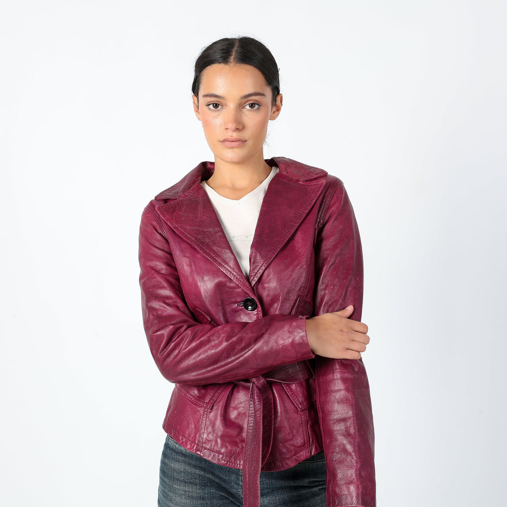 Purple 90s Vera Pelle Leather Jacket Unique, Gilmore Girls 90s (M)