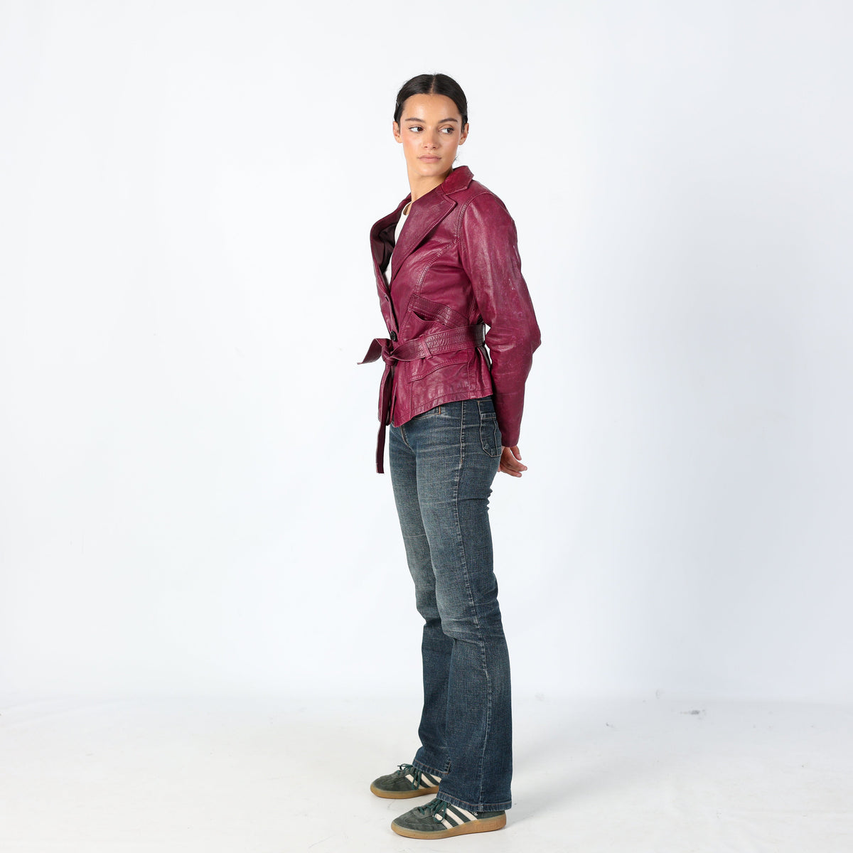 Purple 90s Vera Pelle Leather Jacket Unique, Gilmore Girls 90s (M)