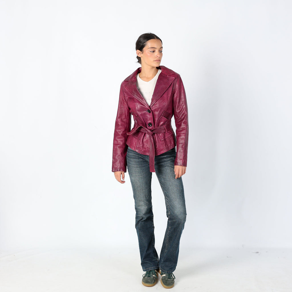 Purple 90s Vera Pelle Leather Jacket Unique, Gilmore Girls 90s (M)