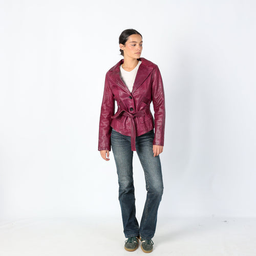 Purple 90s Vera Pelle Leather Jacket Unique, Gilmore Girls 90s (M)