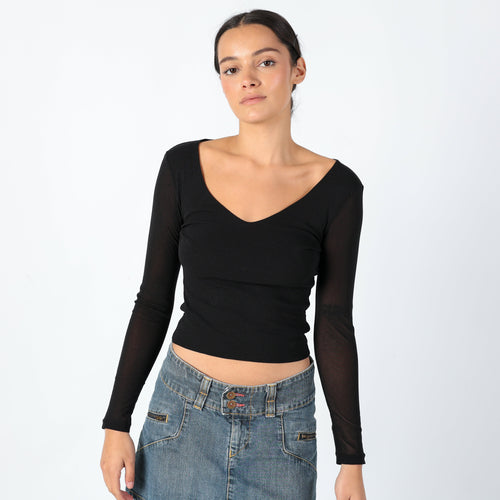Black 90s PHARD Mesh Top Chic, Staple Piece, Monica from Friends (S)