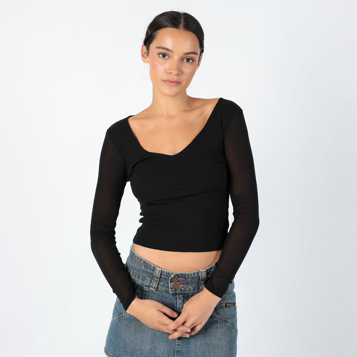 Black 90s PHARD Mesh Top Chic, Staple Piece, Monica from Friends (S)