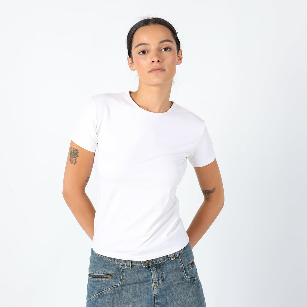 White 90s Fendi Woven Top Chic, 90s Designer Casualwear (M)