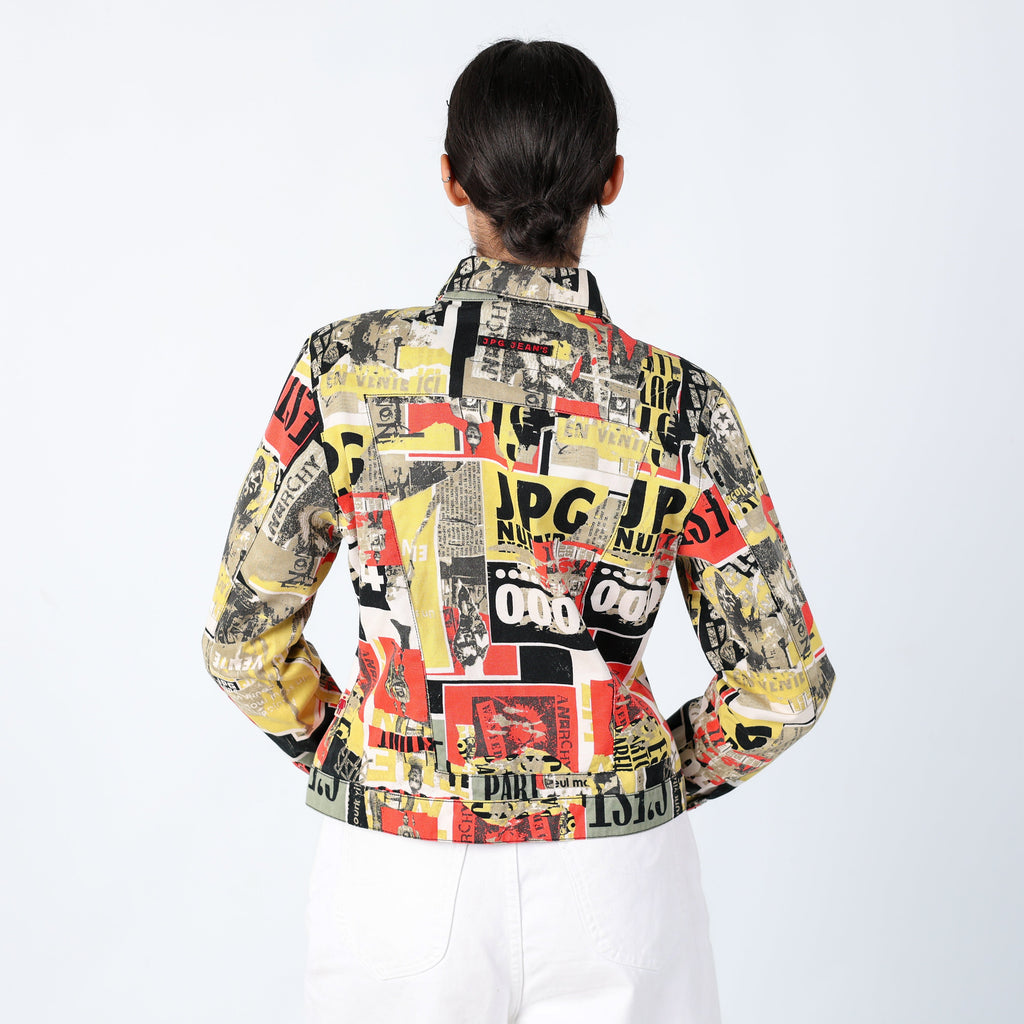 Light Green 90s Jean-Paul Gaultier Denim Jacket A/W 1997 "Fight Racism" (M)