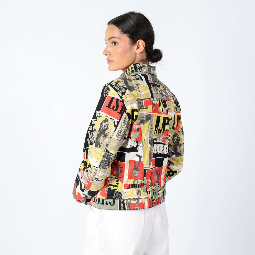 Light Green 90s Jean-Paul Gaultier Denim Jacket A/W 1997 "Fight Racism" (M)
