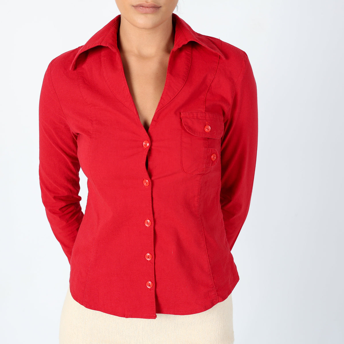 Red Y2K ALLY Group Shirt Chic, Date Night (S)