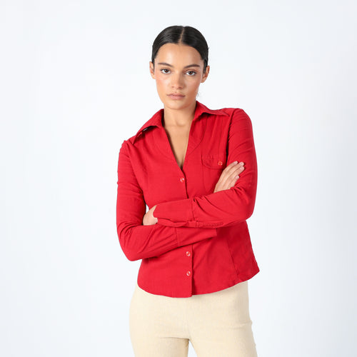 Red Y2K ALLY Group Shirt Chic, Date Night (S)
