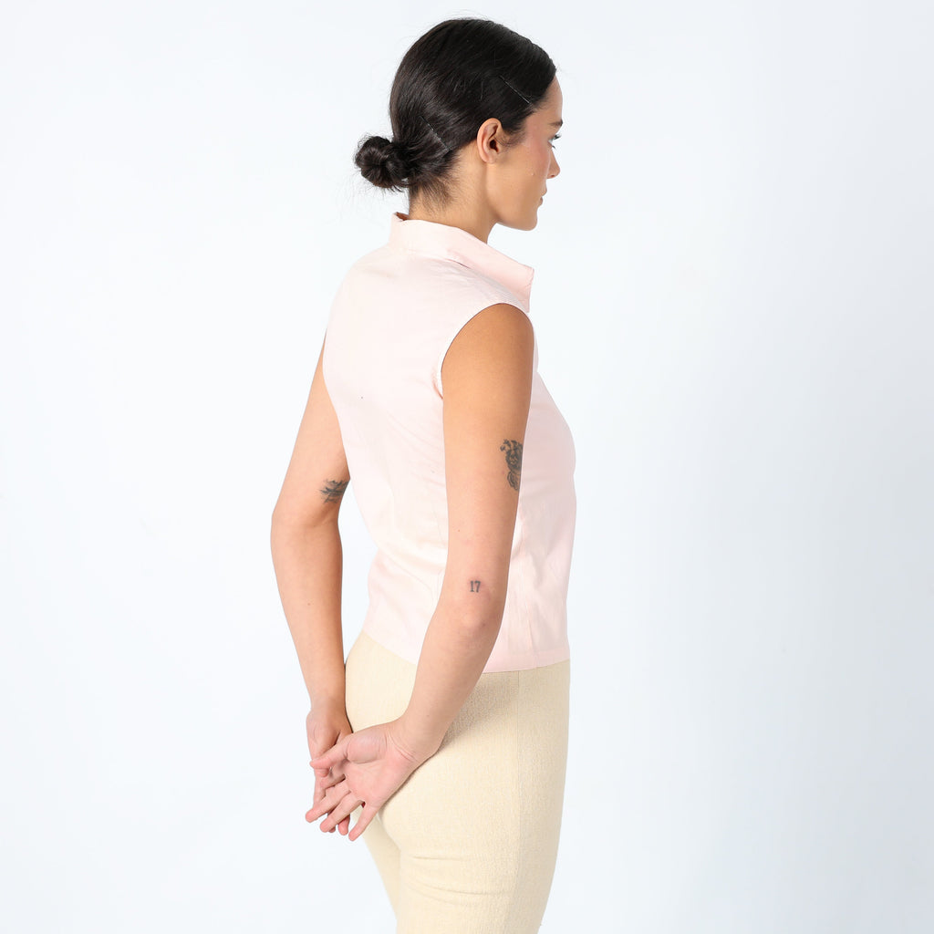 Baby Pink Y2K b&c Shirt 60s Style, Chic. Sleeveless (S)
