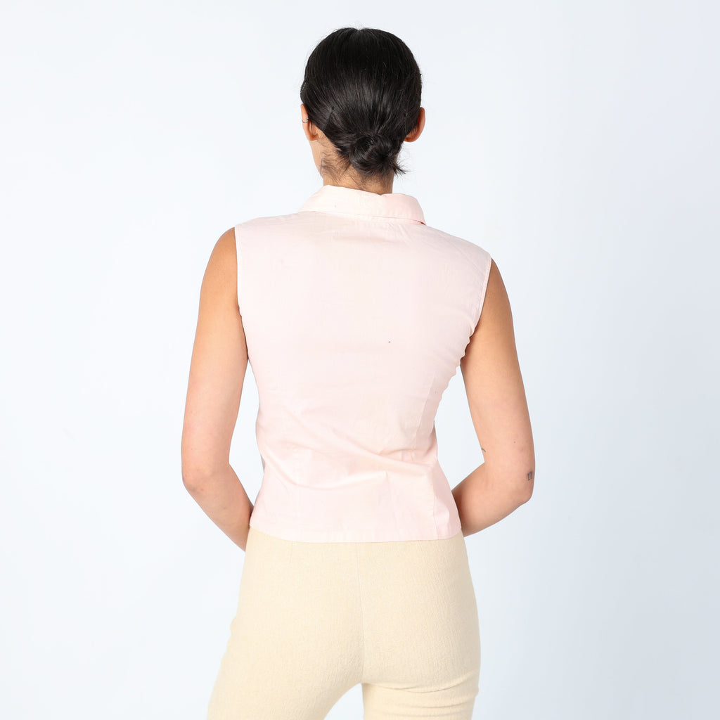 Baby Pink Y2K b&c Shirt 60s Style, Chic. Sleeveless (S)