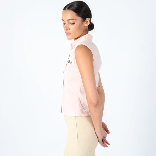 Baby Pink Y2K b&c Shirt 60s Style, Chic. Sleeveless (S)