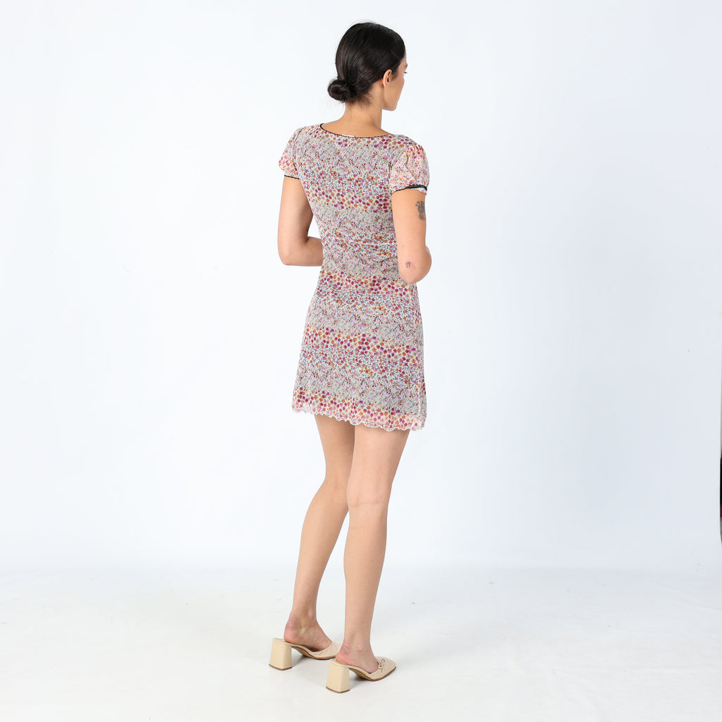 Beige Y2K Urban Renewal Woven Mini Dress Floral, Euro Summer (8)
