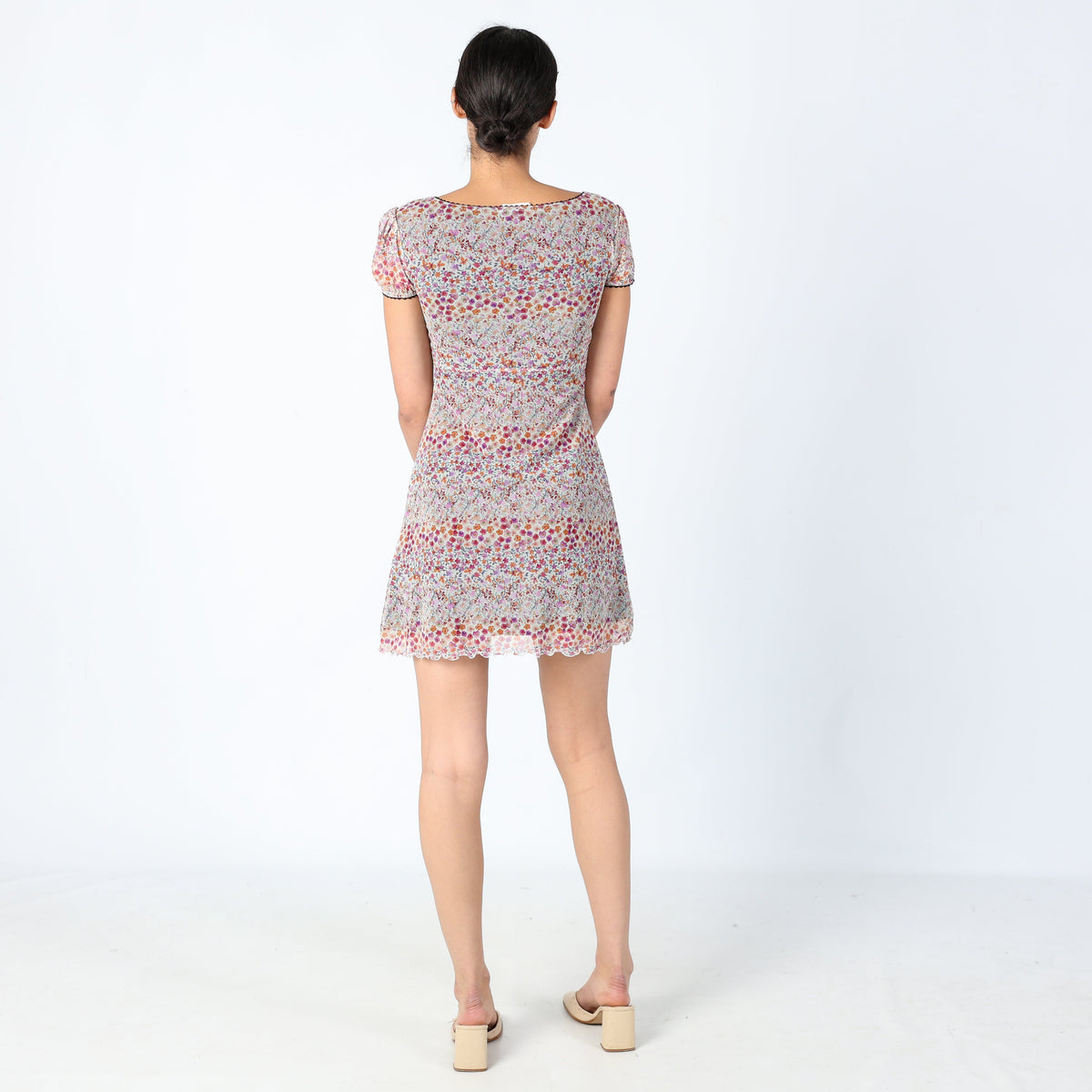 Beige Y2K Urban Renewal Woven Mini Dress Floral, Euro Summer (8)