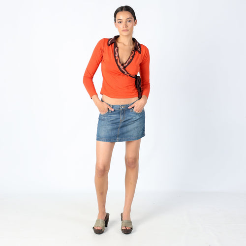 Blue 90s TRF Denim Denim Mini Skirt Staple Piece (8)