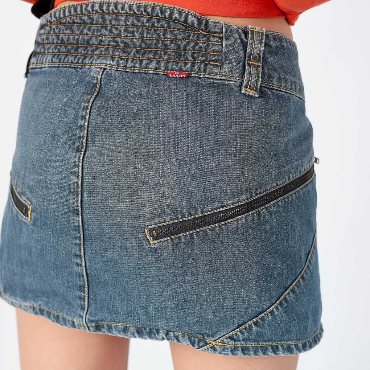 Navy Blue Y2K Levi's Denim Mini Skirt Low-Rise Micro Mini (6)