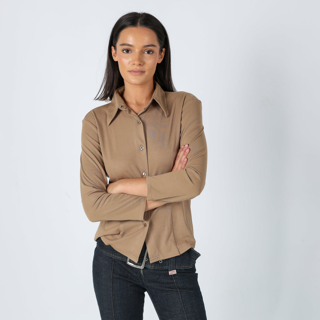Tan Y2K United Colors of Benetton Blouse Pretty (M)