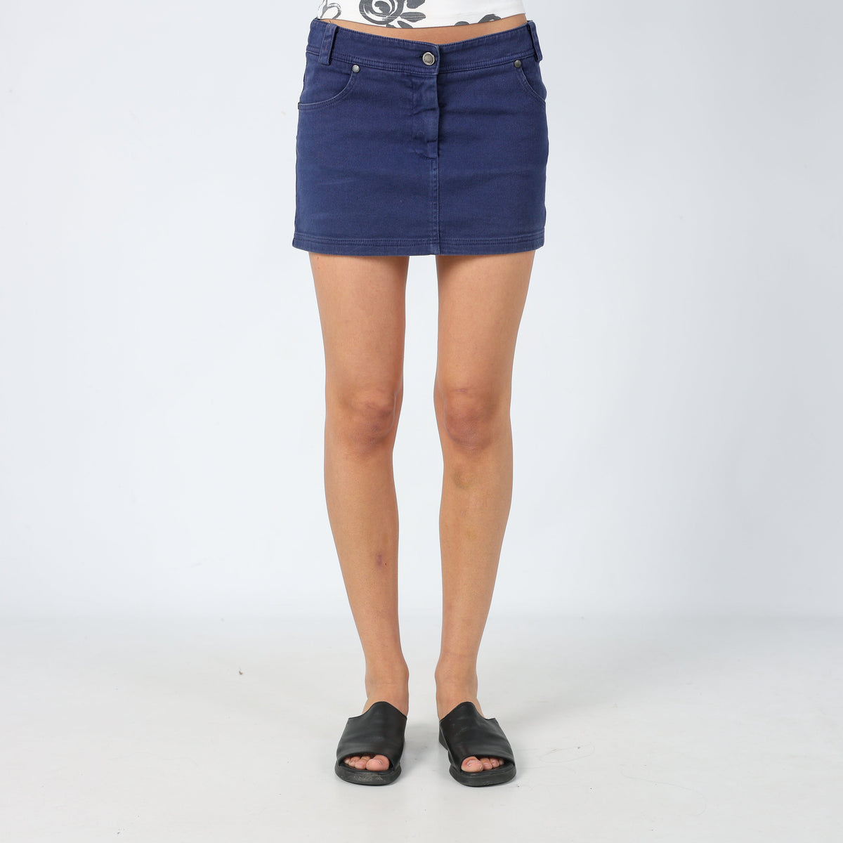 Navy Blue 90s Patrizia Pepe Woven Mini Skirt (8)