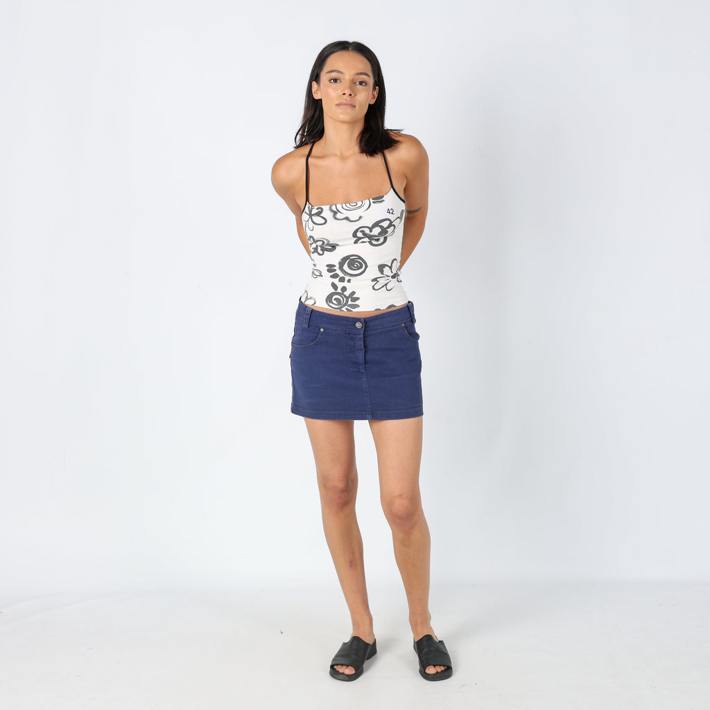 Navy Blue 90s Patrizia Pepe Woven Mini Skirt (8)