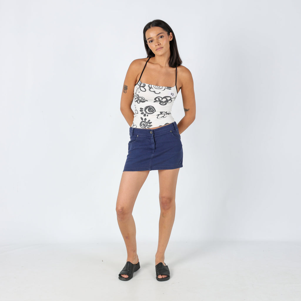 Navy Blue 90s Patrizia Pepe Woven Mini Skirt (8)