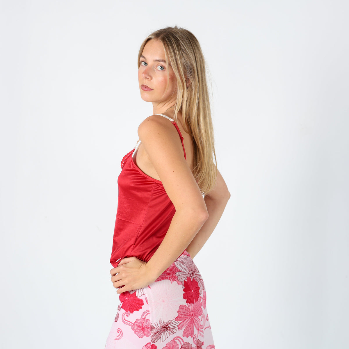 Red 90s Cami Sexy Satin (10)