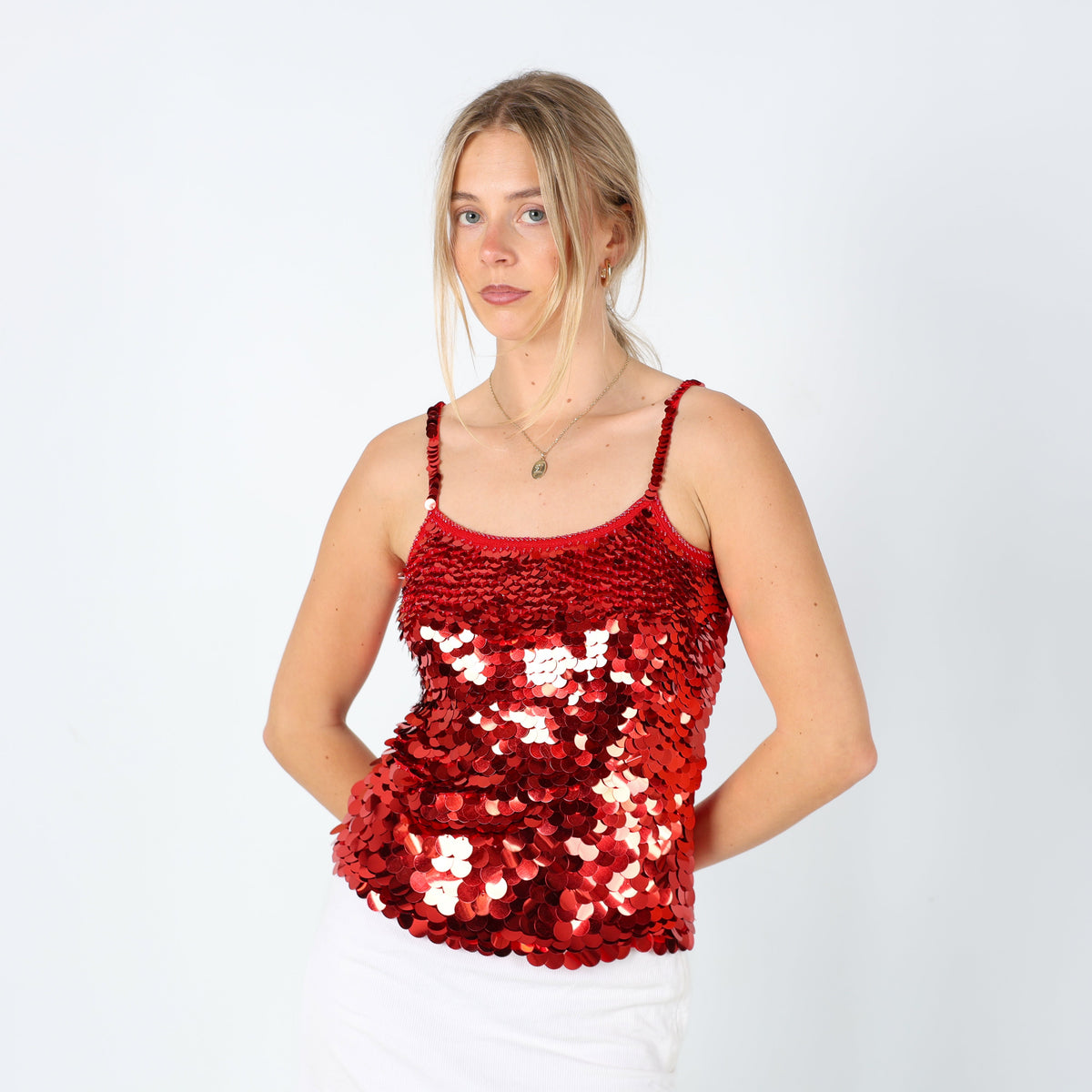Red 90s Cami Sequined Bead Detailing (8)