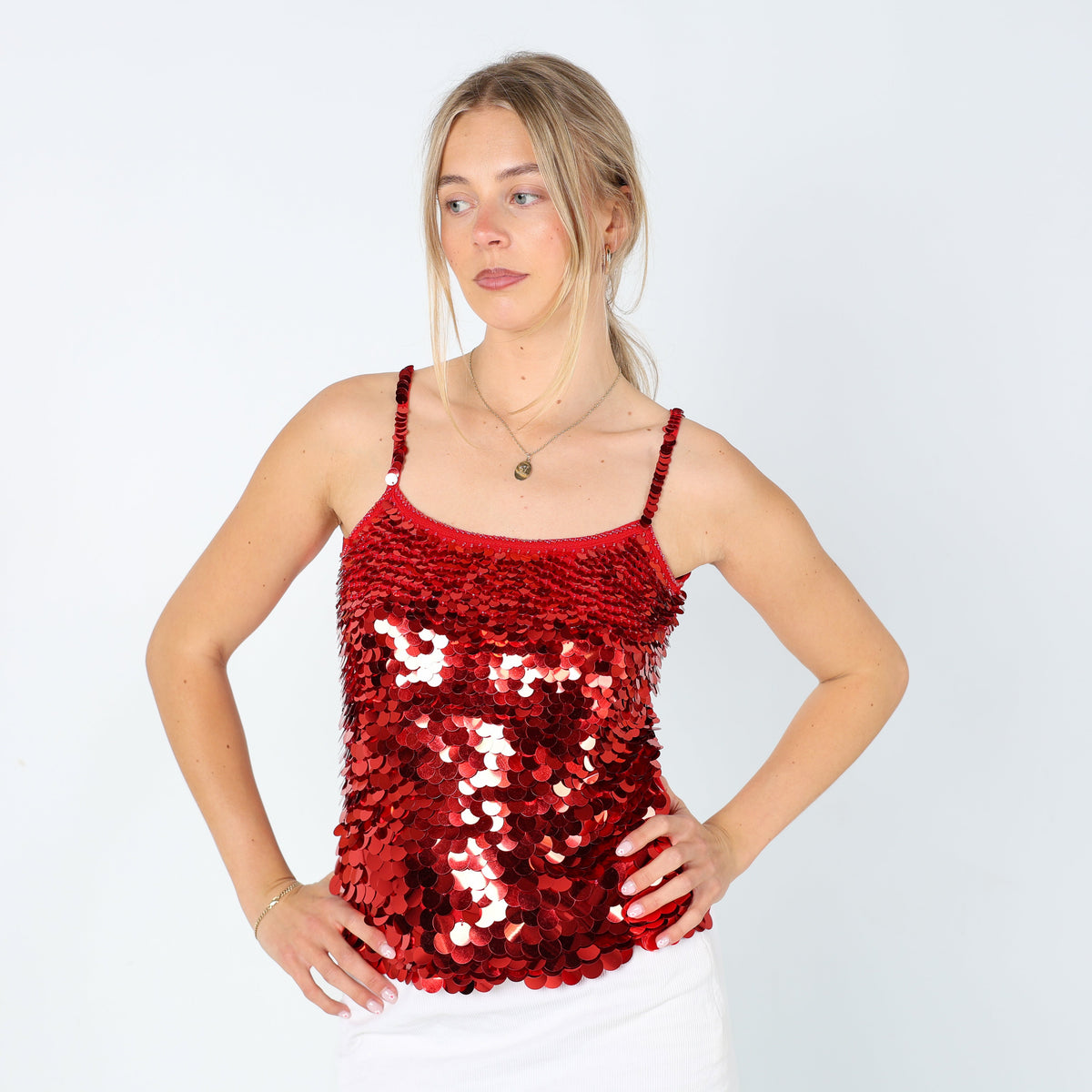 Red 90s Cami Sequined Bead Detailing (8)