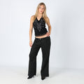 Black 90s Armani Jeans Woven Trousers Chic Designer Linen (M)