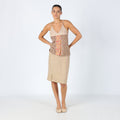 Tan 90s Valentino Woven Midi Skirt Linen Side Detail (8)