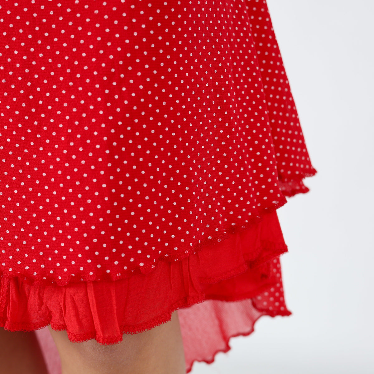 Red 90s Mesh Midi Skirt Polkadot (M)