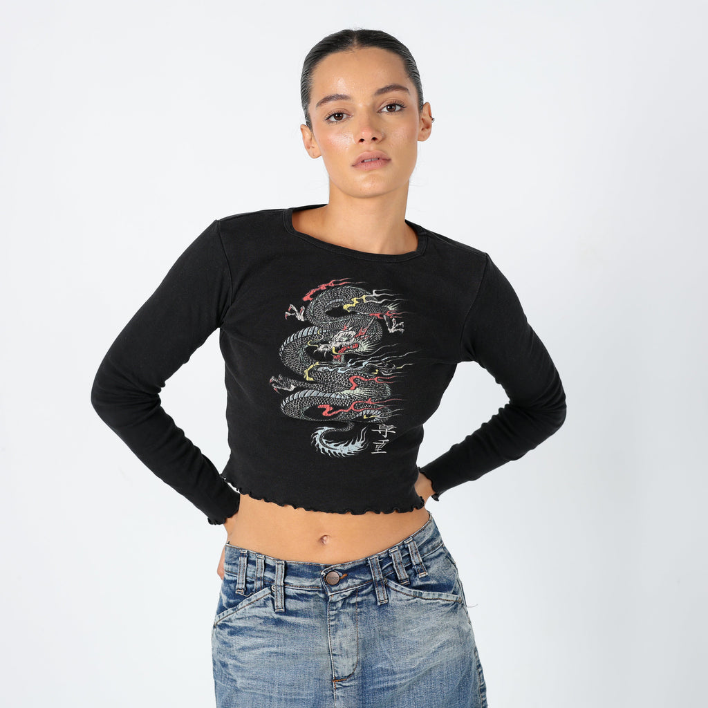 Black 90s Unbranded Long Sleeve T Shirt Graphic Tee (6)