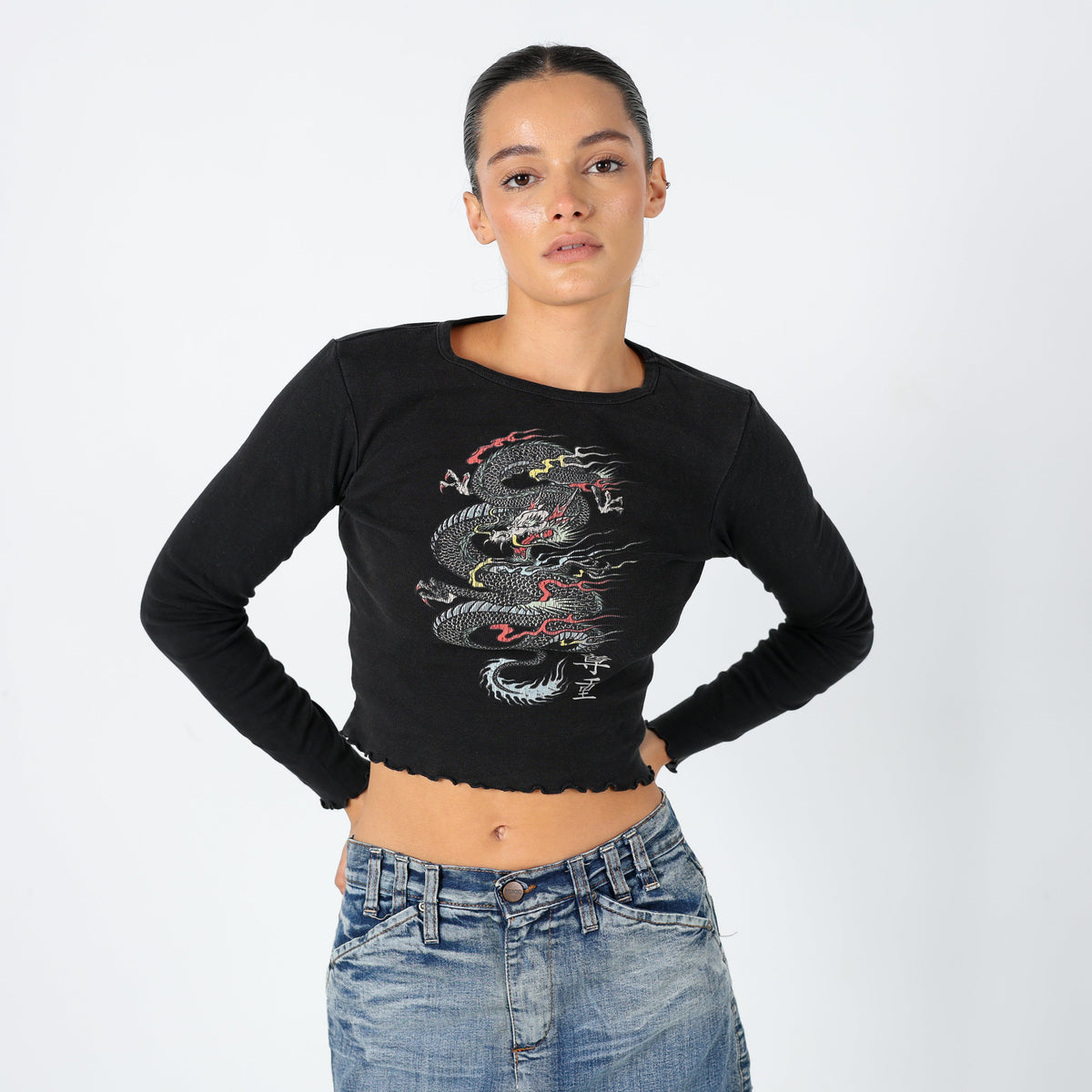 Black 90s Unbranded Long Sleeve T Shirt Graphic Tee (6)