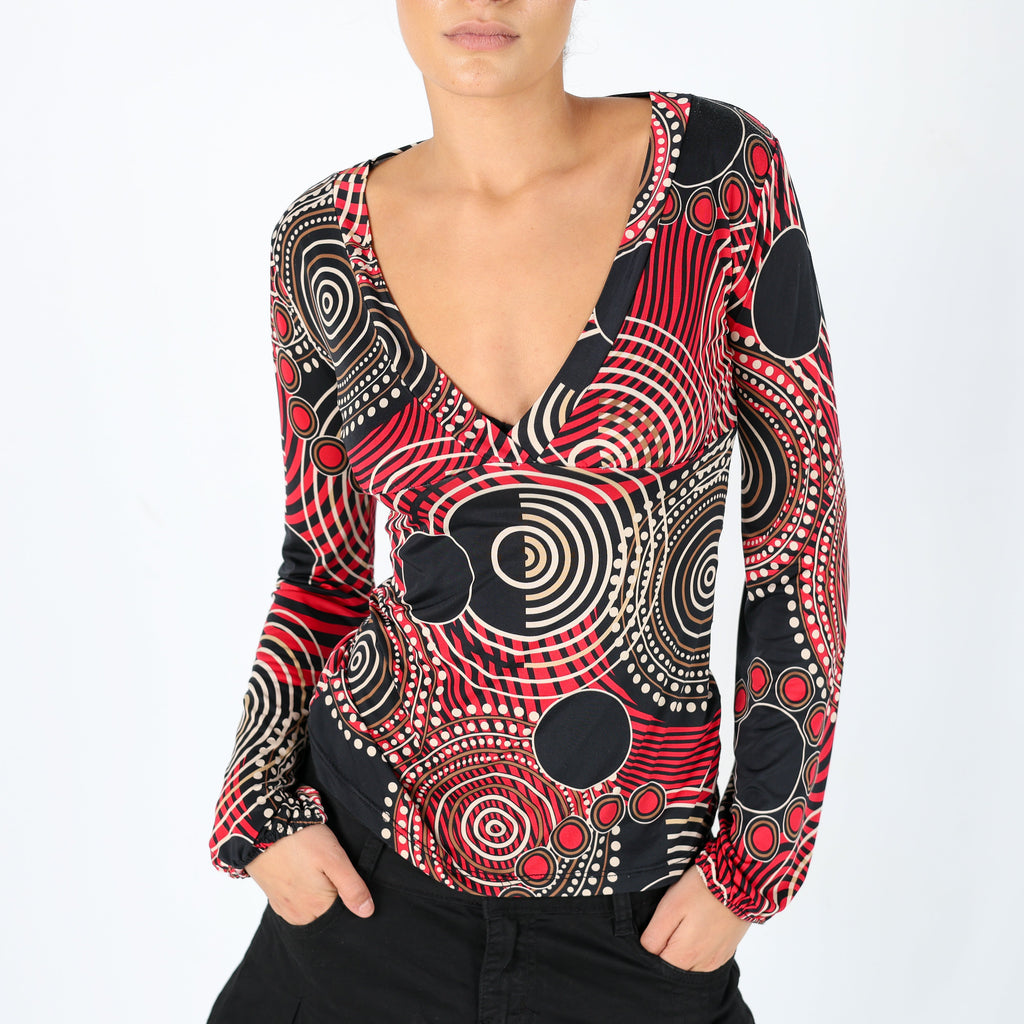 Black Y2K Coconuda Cami Plunge Neck Pattern Chic (8)