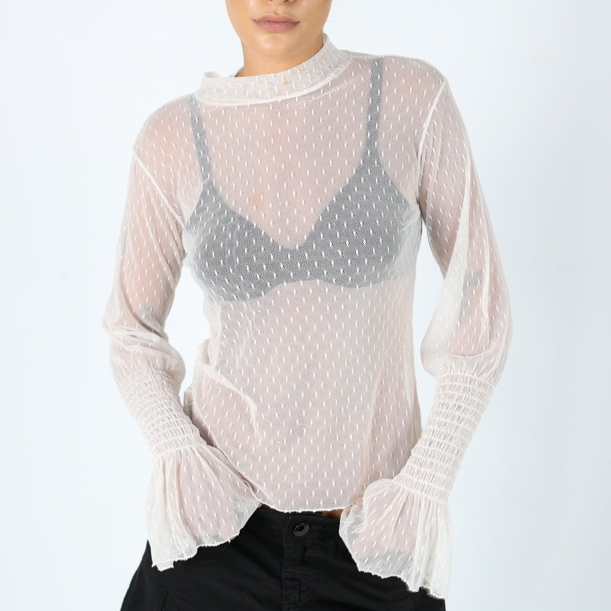 Cream Y2K Mesh Top Sheer Long Sleeve (8)