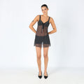 Charcoal Grey 90s Tezenis Mesh Midi Dress Sexy Sheer Lace Detail (8)