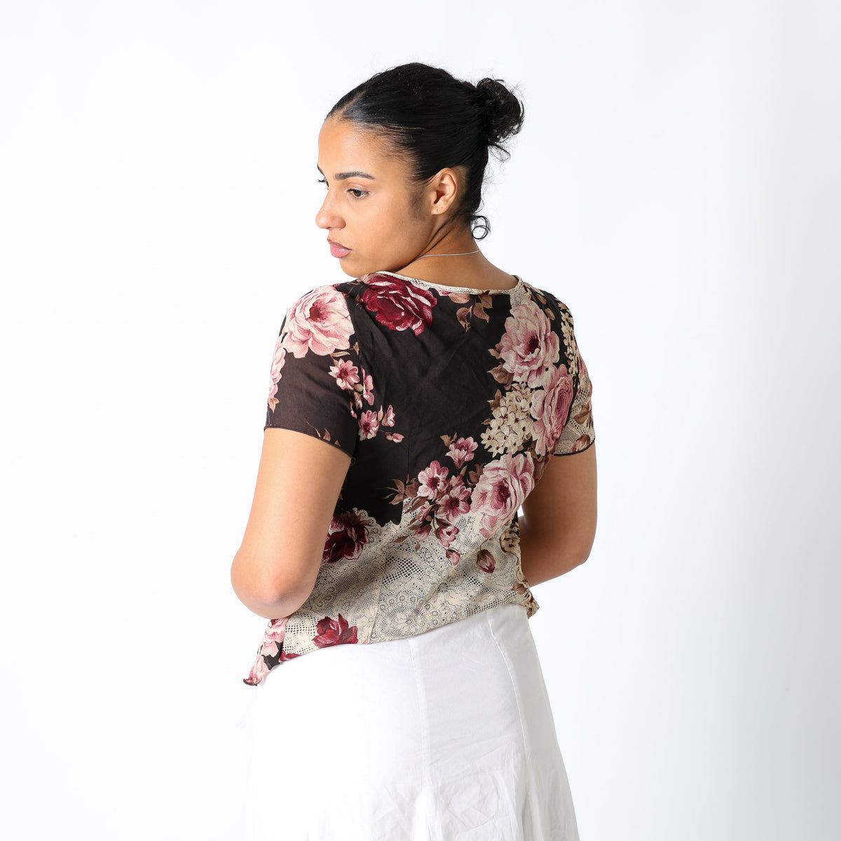 Brown 90s Berkertex Cami Floral Front Tie Sheer (14)