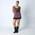 Brown Y2K Mesh Midi Dress Floral Pretty Lace Trim (10)