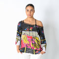 Black 90s Save The Queen Cami Off Shoulder Print (L)