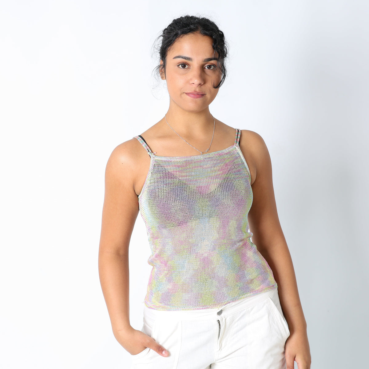 Multicoloured Y2K Cami Mesh Sheer (S)