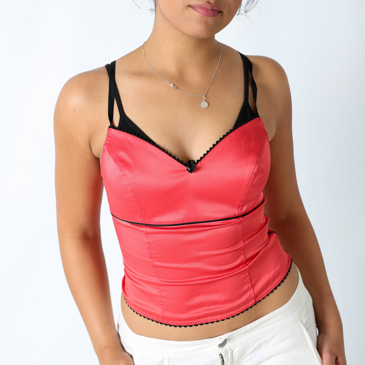 Red 90s Cami Lace Detail (M)