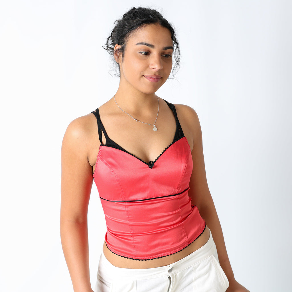 Red 90s Cami Lace Detail (M)