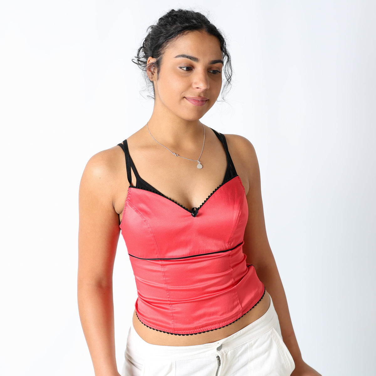 Red 90s Cami Lace Detail (M)