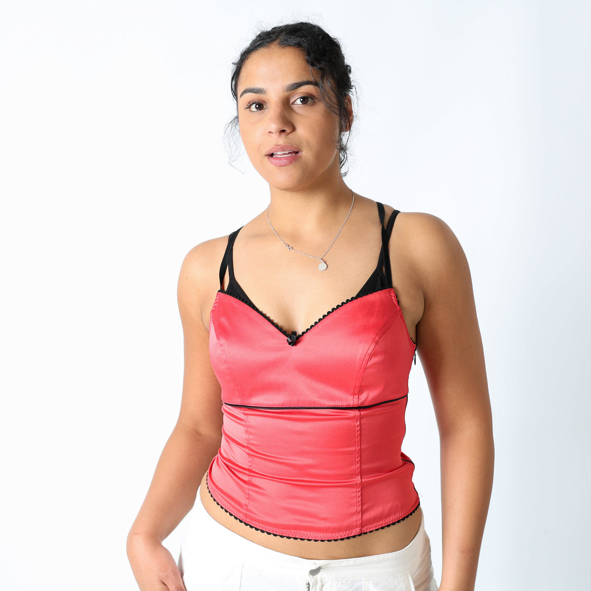 Red 90s Cami Lace Detail (M)
