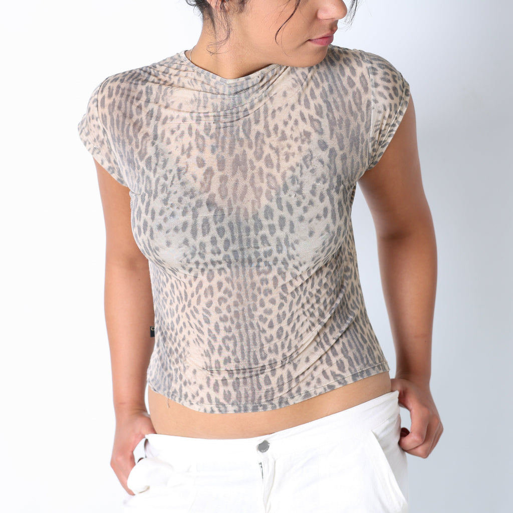 Tan 90s Just Cavalli Cami Sheer Pattern (M)