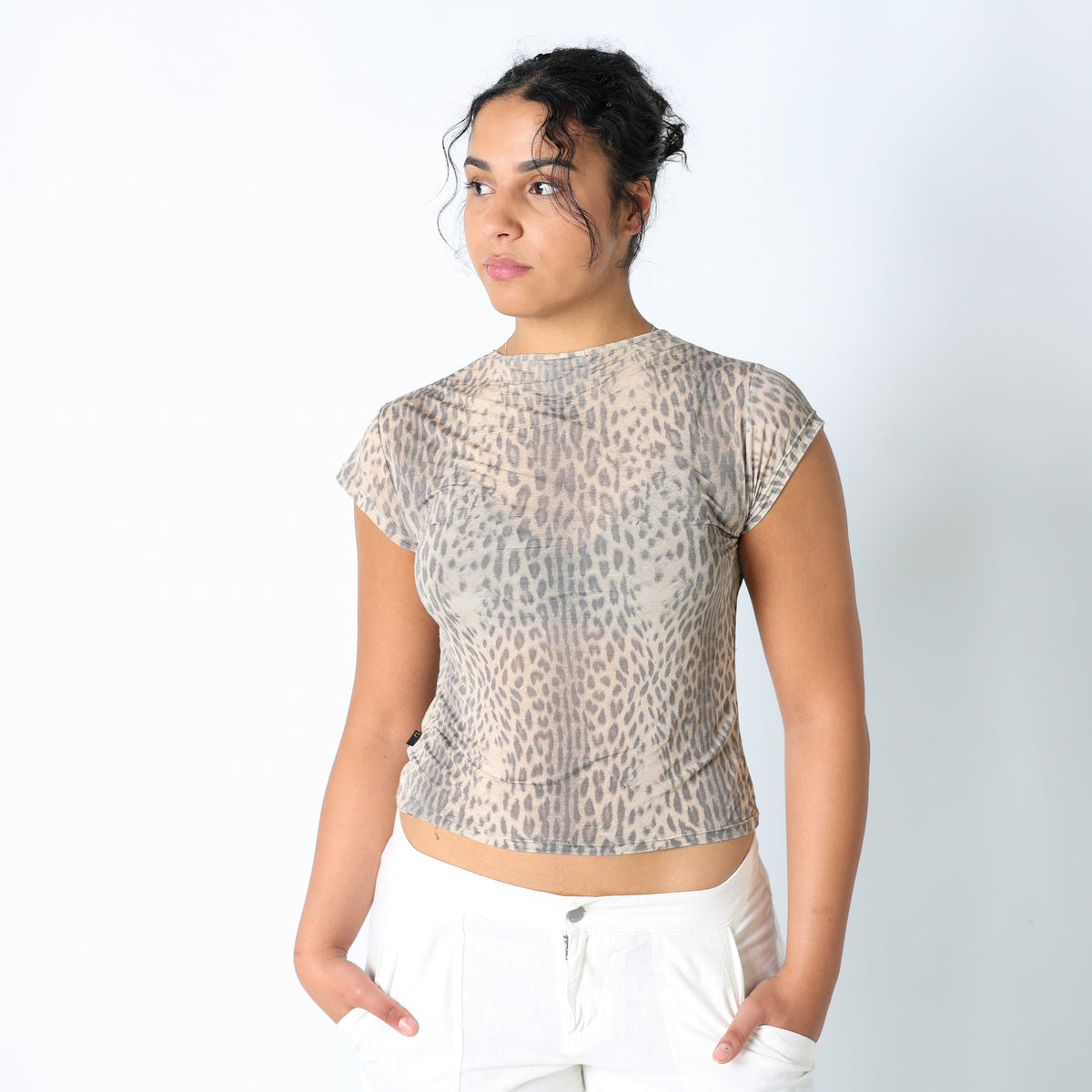 Tan 90s Just Cavalli Cami Sheer Pattern (M)
