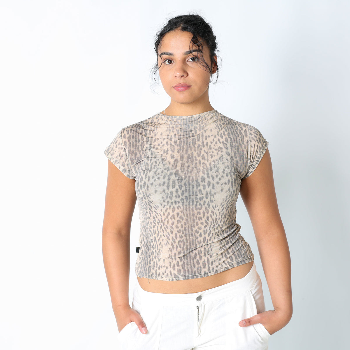 Tan 90s Just Cavalli Cami Sheer Pattern (M)